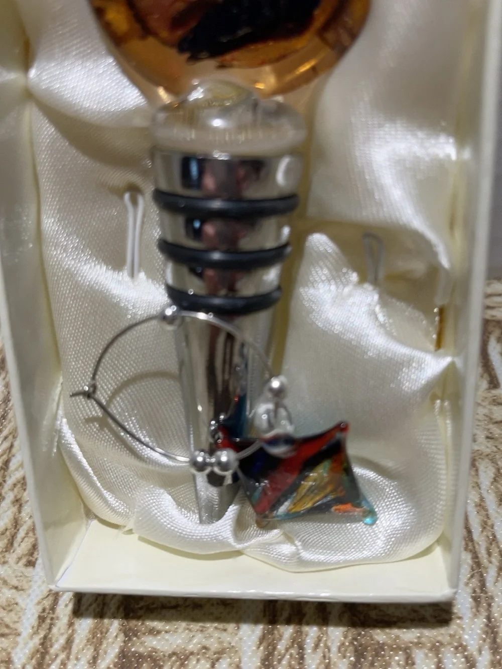 Murano style glass box amber